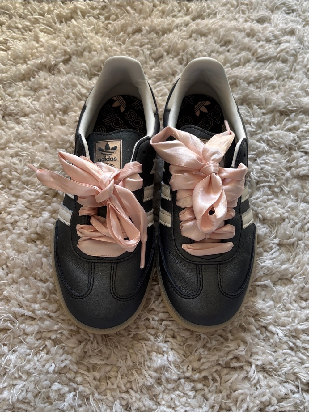 adidas samba Black & Pink Satin-Lace Sneakers